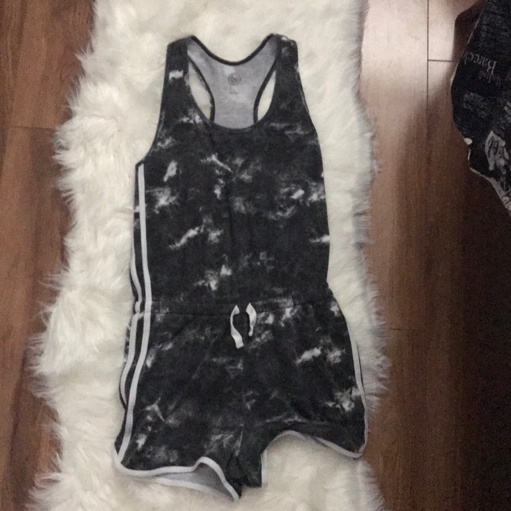 Gray and white romper